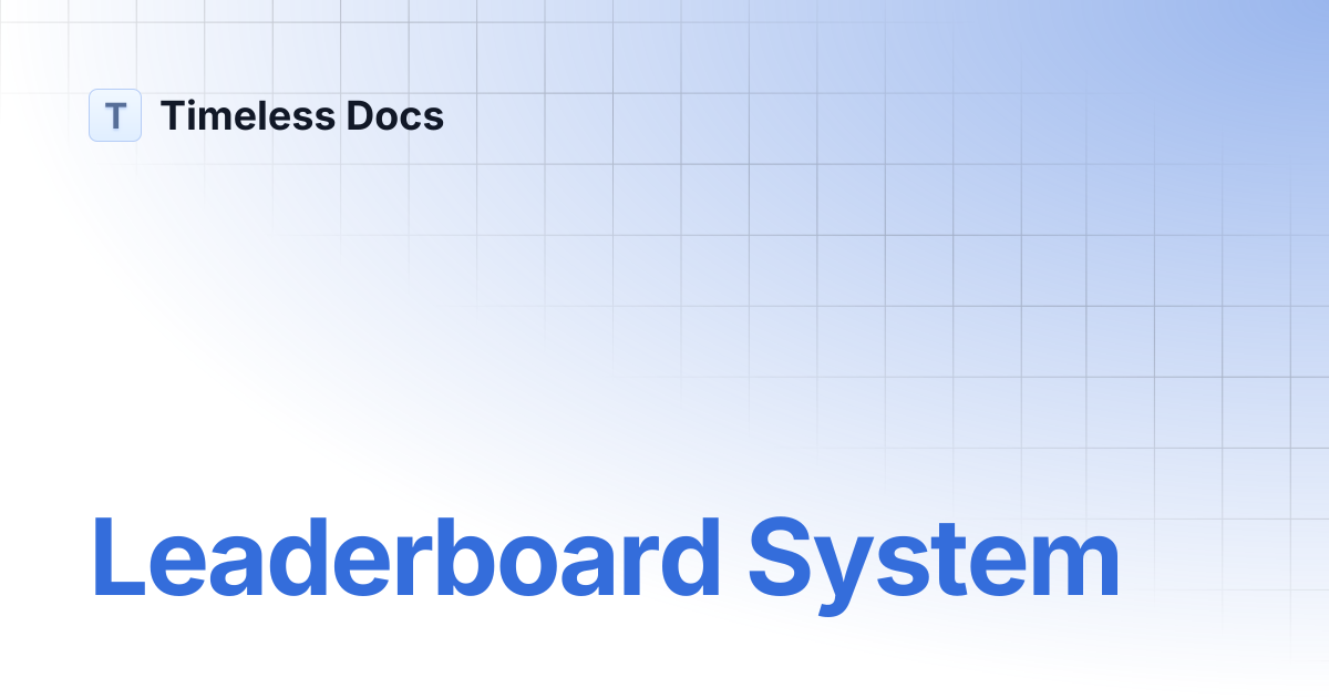 Leaderboard System | Timeless Docs